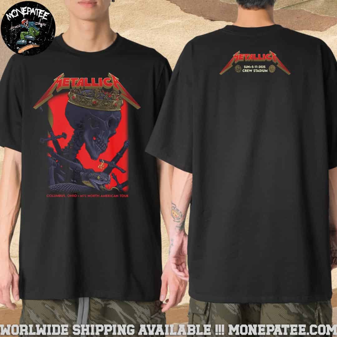Metallica M72 Sonic Temple Night 2 May 11 2025 At Crew Stadium Comlumbus Ohio North American Tour King Of Bones And Serpents Merchandise T-Shirt Metallica M72 Sonic Temple Night 2 May 11 2025 At Crew Stadium Comlumbus Ohio North American Tour King Of Bones And Serpents Merchandise T-Shirt