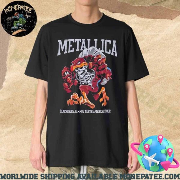Metallica M72 Virginia Tech 2025 For Blacksburg VA At Lane Stadium On May 7 North American Tour Art By Nate Dino Merchandise T-Shirt