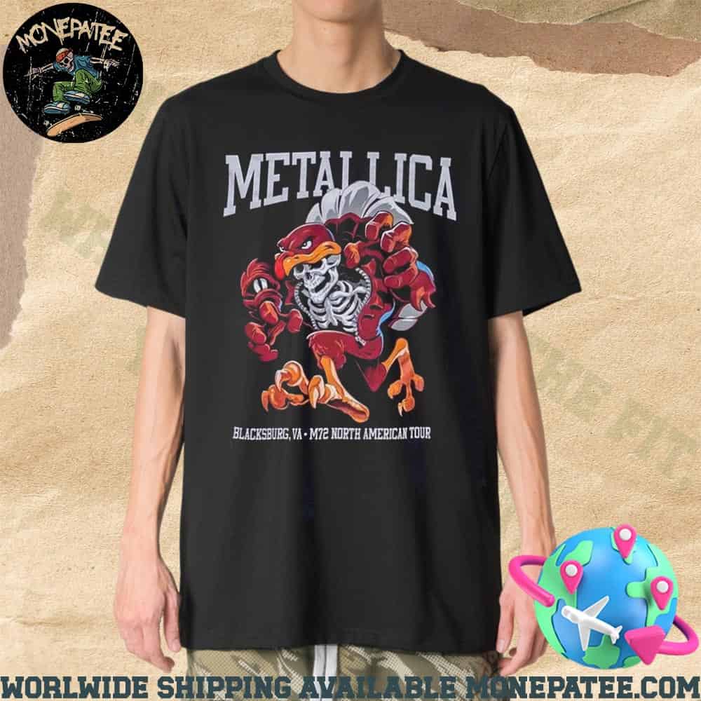Metallica M72 Virginia Tech 2025 For Blacksburg VA At Lane Stadium On May 7 North American Tour Art By Nate Dino Merchandise T-Shirt Metallica M72 Virginia Tech 2025 For Blacksburg VA At Lane Stadium On May 7 North American Tour Art By Nate Dino Merchandise T-Shirt