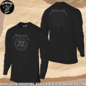 Metallica M72 Virginia Tech 72 Seasons May 7th Lane Stadium Blacksburg VA Tour Dates Back Merchandise Long Sleeve Shirt