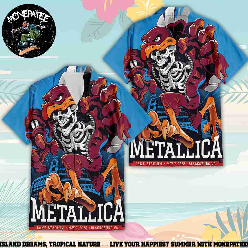 Metallica M72 Virginia Tech In Blacksburg VA At Lane Stadium On May 7 2025 Mascot Hawaiian Shirt Metallica M72 Virginia Tech In Blacksburg VA At Lane Stadium On May 7 2025 Mascot Hawaiian Shirt