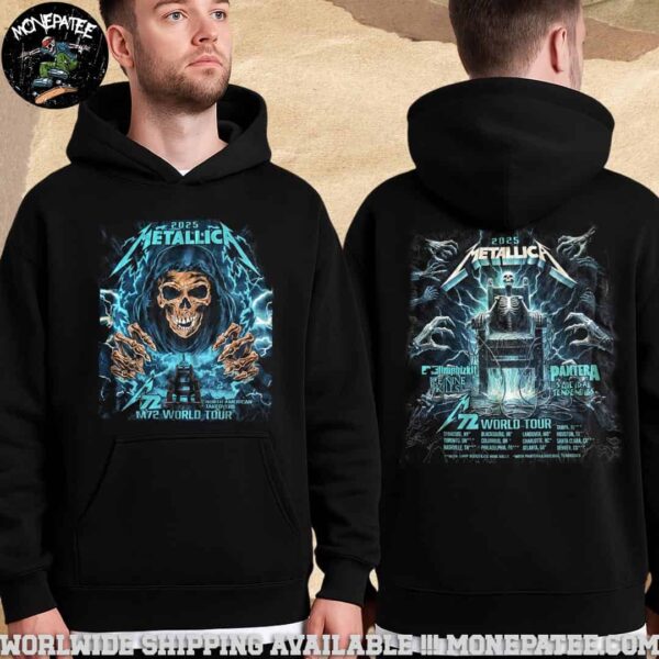 Metallica M72 World Tour 2025 With Limp Bizkit Ice Nine Kills Pantera Suicidal Tendencies Cities List Unisex T-Shirt