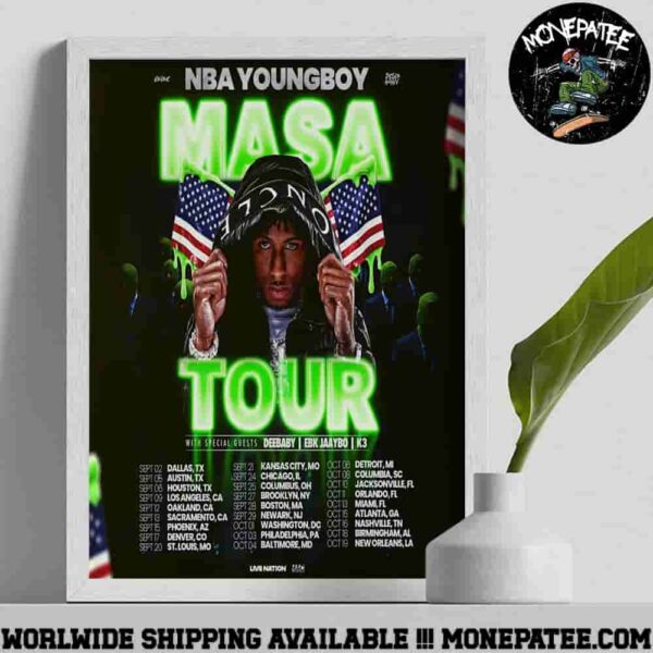 NBA Youngboy Masa Tour 2025 Dates List Home Decor Poster Canvas