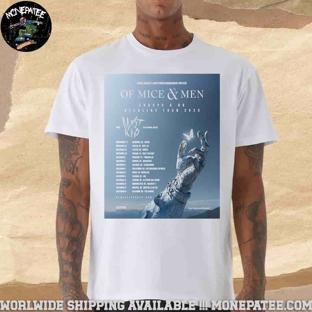 Of Mice & Men Europe & UK Tour Dates November and December 2025 Unisex T-Shirt Of Mice & Men Europe & UK Tour Dates November and December 2025 Unisex T-Shirt