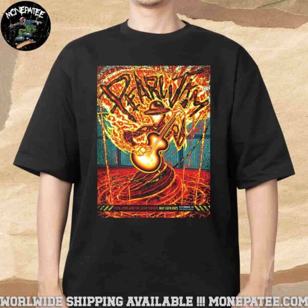 Pearl Jam In Pittsburgh Pennsylvania At PPG Paints Arena Dark Matter World Tour On May 16th 2025 With Teen Jesus And The Jean Teaser Merchandise T-Shirt