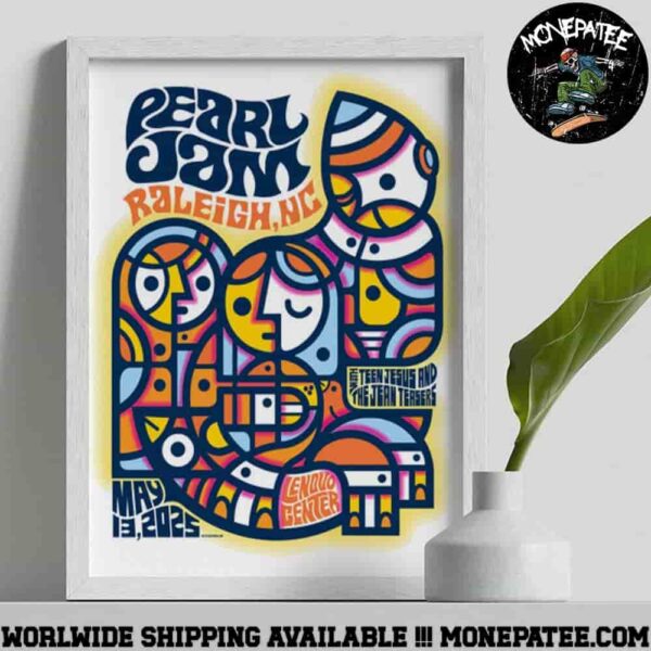 Pearl Jam Raleigh NC On May 13 2025 Art Work Merchandise Home Decor Poster Canvas
