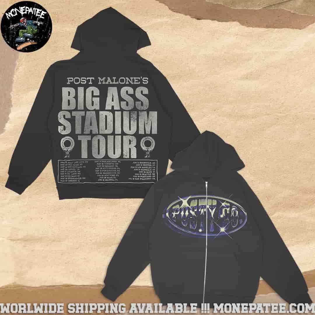 Post Malone Big Ass Stadium Tour Dates From April to July 2025 Merchandise All Over Print Hoodie Zip Post Malone Big Ass Stadium Tour Dates From April to July 2025 Merchandise All Over Print Hoodie Zip