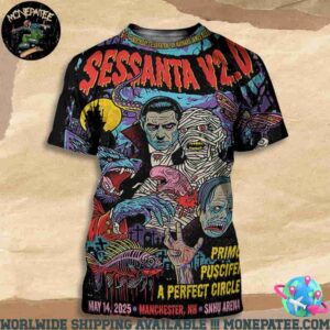 Sessanta V2.0 Manchester New Hampshire At Snhu Arena On May 14 2025 A 60ish Birthday Celebration For Maynard James Keenan All Over Print T-Shirt