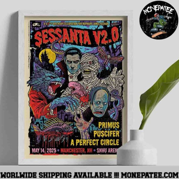 Sessanta V2.0 Manchester New Hampshire At Snhu Arena On May 14 2025 A 60ish Birthday Celebration For Maynard James Keenan Poster Canvas