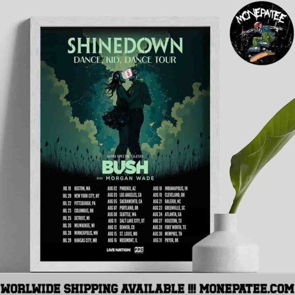 Shinedown Dance Kid Dance US Tour Dates 2025 Poster Canvas