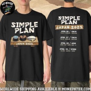 Simple Plan Japan Tour April 2025 Sushi Dates List Merchandise T-Shirt