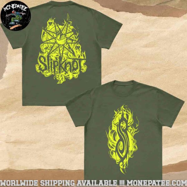Slipknot Flamed Tribal S Merchandise 2025 Military Green Unisex Two Sides T-Shirt