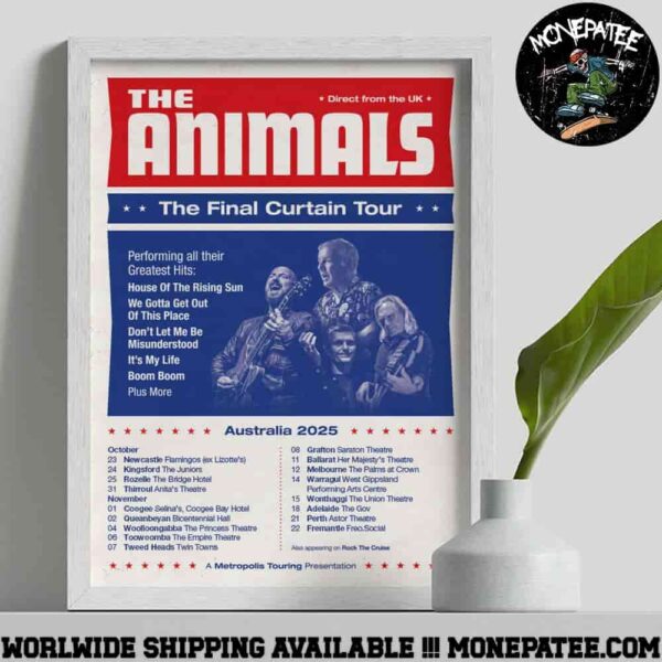 The Animals The Final Curtain Tour Australia 2025 Dates List October And November Decorative Poster Canvas