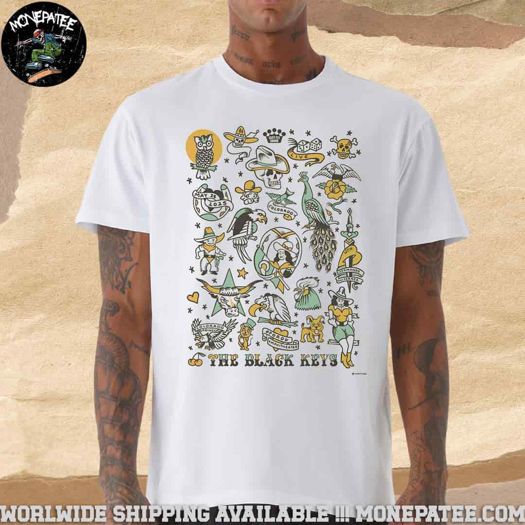 The Black Keys No Rain No Flowers Tour 2025 At Ford Amphitheater In Colorado Springs CO Merchandise Unisex T-Shirt The Black Keys No Rain No Flowers Tour 2025 At Ford Amphitheater In Colorado Springs CO Merchandise Unisex T-Shirt