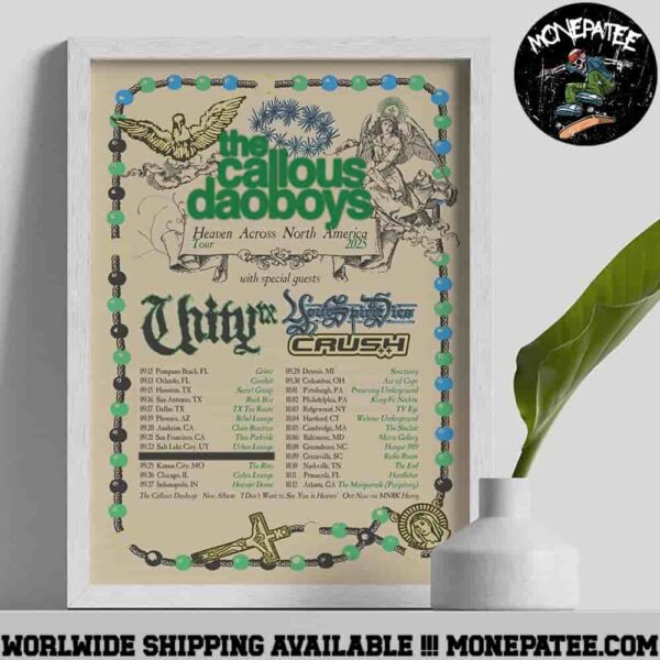 The Callous Daoboys Heaven Across North America Tour 2025 Poster Canvas