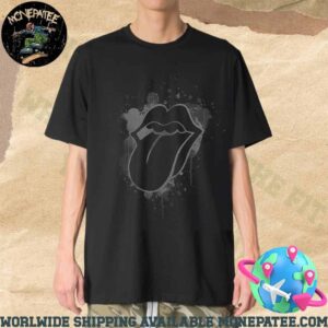 The Rolling Stones Paint It Black Reflective Tonal Splatter Tongue Merchandise T-Shirt
