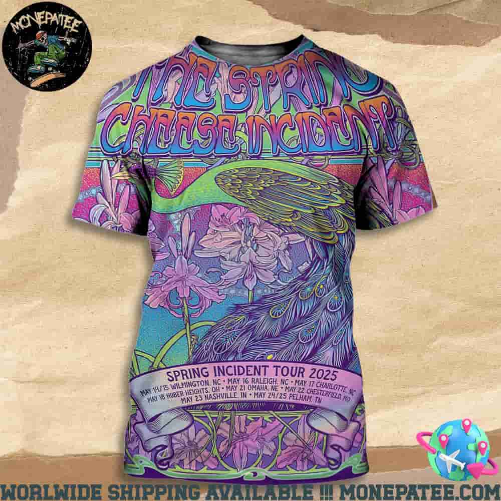 The String Cheese Incident Spring Incident Tour 2025 Art By Paul Dempsey All Over Print T-Shirt The String Cheese Incident Spring Incident Tour 2025 Art By Paul Dempsey All Over Print T-Shirt
