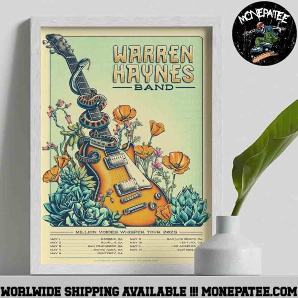 Warren Haynes Band Million Voices Whisper Tour May 2025 Home Decor Poster Canvas