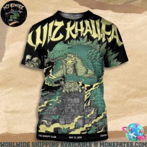 Wiz Khalifa Show In Urbana IL At The Canopy Club On May 21 2025 Godzilla All Over Print T-Shirt