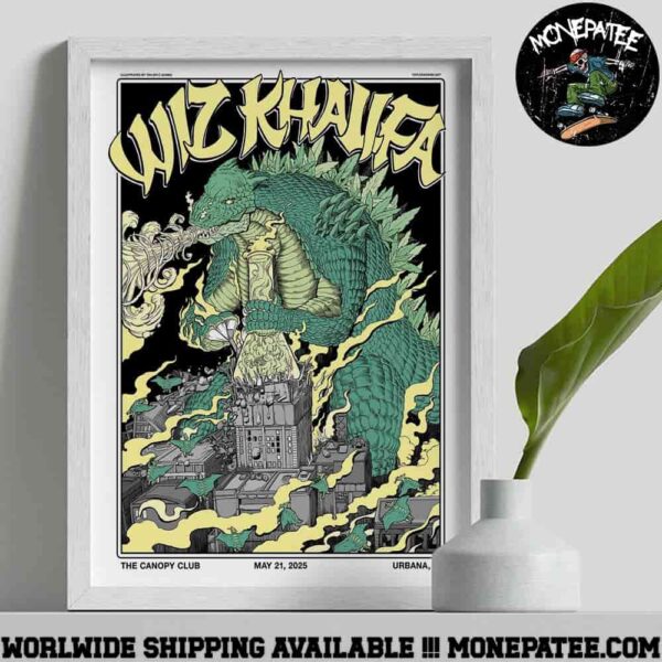 Wiz Khalifa Show In Urbana IL at The Canopy Club On May 21 2025 Godzilla Decorative Poster Canvas