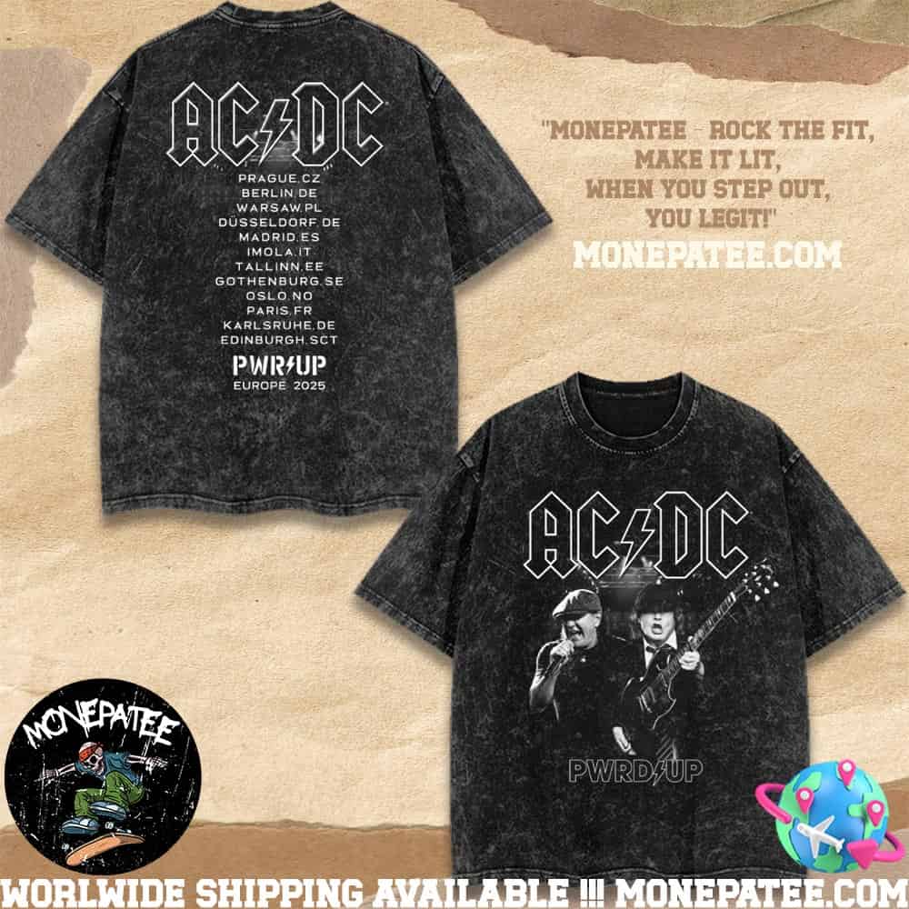 AC DC PWR Up Europe Tour 2025 Angus And Brian Are You Ready Washed T-Shirt AC DC PWR Up Europe Tour 2025 Angus And Brian Are You Ready Washed T-Shirt