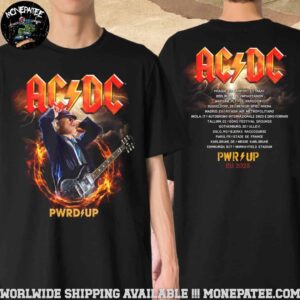 AC DC PWR Up Europe Tour 2025 Collection Angus Horns Tour Dates Exclusive Two Sided Unisex T-Shirt