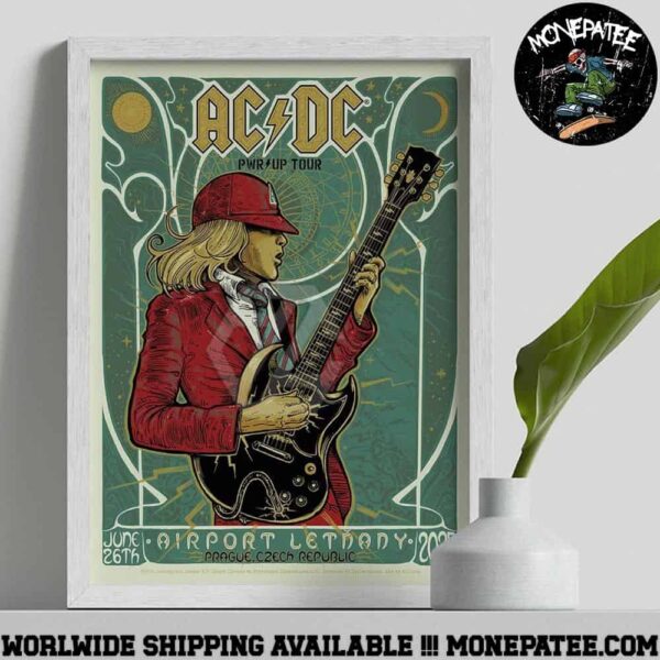 AC DC PWR Up Tour Prague Czech Republic 2025 At Letiste Praha Letnany On June 26th Concert Decorative Poster