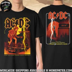 AC DC PWR Up Tour Prague Czech Republic Europe 2025 Exclusive Tee At Letiste Praha Letnany On June 26th Two Sided T-Shirt