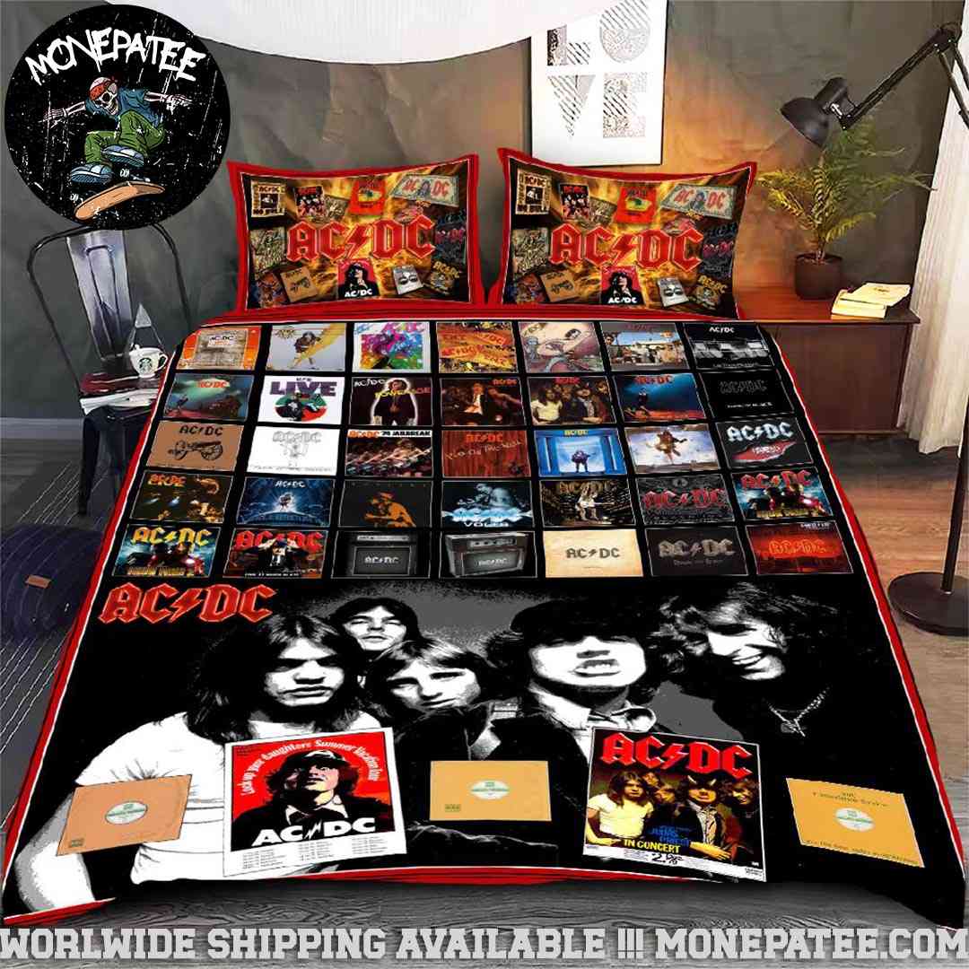 ACDC All Albums Mosaic Portrait Rare Design Bedding Set For Diehard Fans ACDC All Albums Mosaic Portrait Rare Design Bedding Set For Diehard Fans