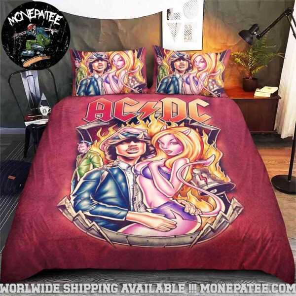 ACDC Cartoon Rock Love Inferno Rare Design Bedding Set For Diehard Fans