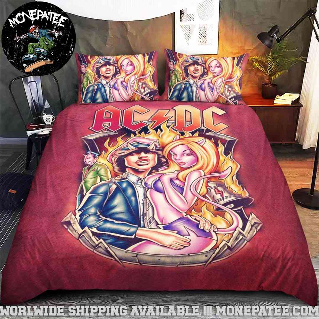 ACDC Cartoon Rock Love Inferno Rare Design Bedding Set For Diehard Fans ACDC Cartoon Rock Love Inferno Rare Design Bedding Set For Diehard Fans