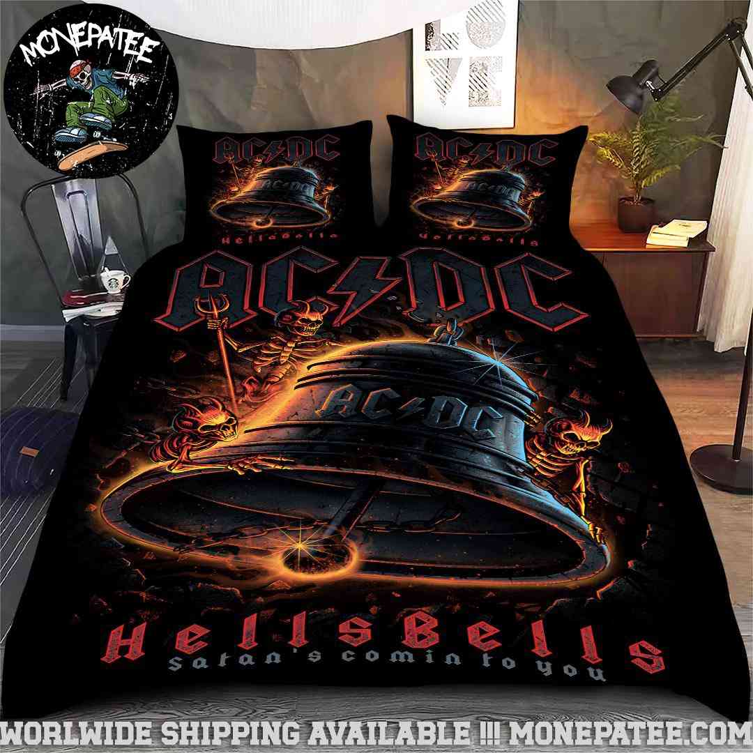 ACDC Hells Bells Fiery Bell Rare Design Bedding Set For Diehard Fans ACDC Hells Bells Fiery Bell Rare Design Bedding Set For Diehard Fans