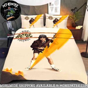ACDC High Voltage Lightning Angus Young Rare Design Bedding Set For Diehard Fans