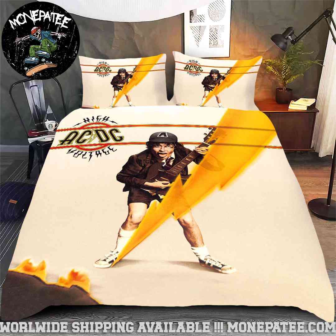 ACDC High Voltage Lightning Angus Young Rare Design Bedding Set For Diehard Fans ACDC High Voltage Lightning Angus Young Rare Design Bedding Set For Diehard Fans