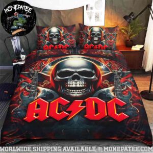 ACDC Skull and Guitars Inferno Rare Design Bedding Set For Diehard Fans