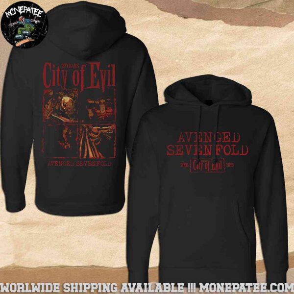 Avenged Sevenfold City Of Evil 20th Anniversary City Of Evil Black Heavyweight Pullover Hoodie Shirt