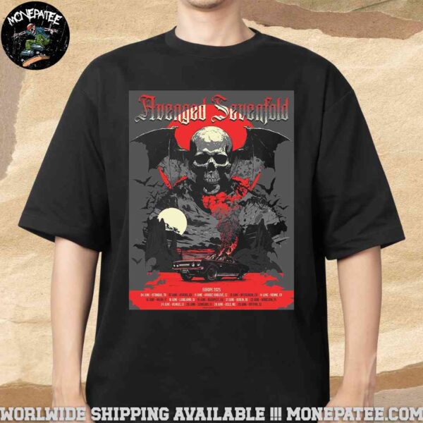 Avenged Sevenfold Europe Summer 2025 Tour Dates List Merchandise Unisex T-Shirt