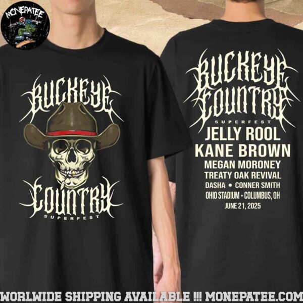 Buckeye Country Superfest 2025 Exclusive Tee Lineup Outlaw Metal West On June 21 2025 In Columbus OH At Ohio Stadium Merchandise T-Shirt