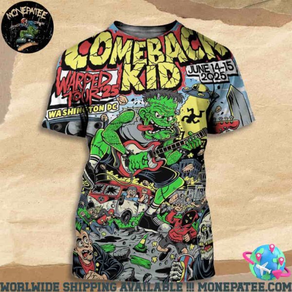 Come Back Kid Warped Tour 2025 In Washington DC On June 12-15 Wake The Dead All Over Print T-Shirt