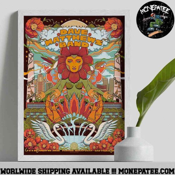 Dave Matthews Band Poster For Show In Sao Paulo Brasil On June 7 8 2025 At Parque Ibirapuera Decorative Poster Canvas