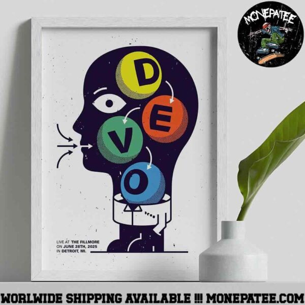 Devo Band Concert Poster Detroit Mu Live At The Fillmore On June 28th 2025 Decorative Poster Canvas