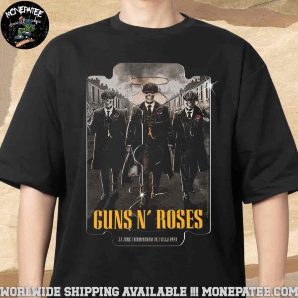 Guns N Roses Concert Poster In Birmingham UK At Villa Park On June 23 2025 Peaky Blinders Brothers Unisex T-Shirt
