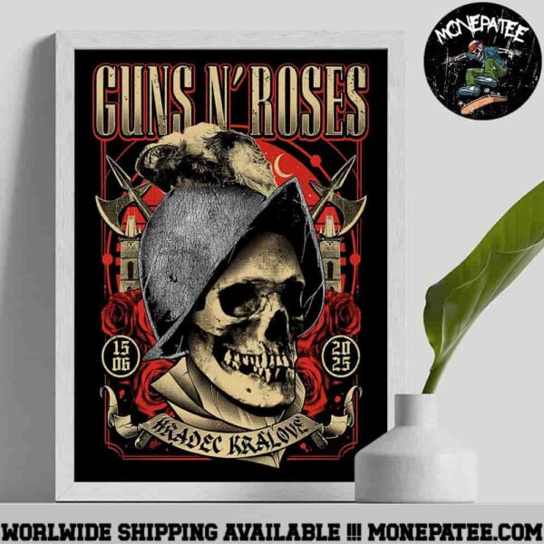 Guns N Roses Concert Poster Skull In Czech Republic On June 15 2025 At Hradec Kralove Home Decor Poster Canvas