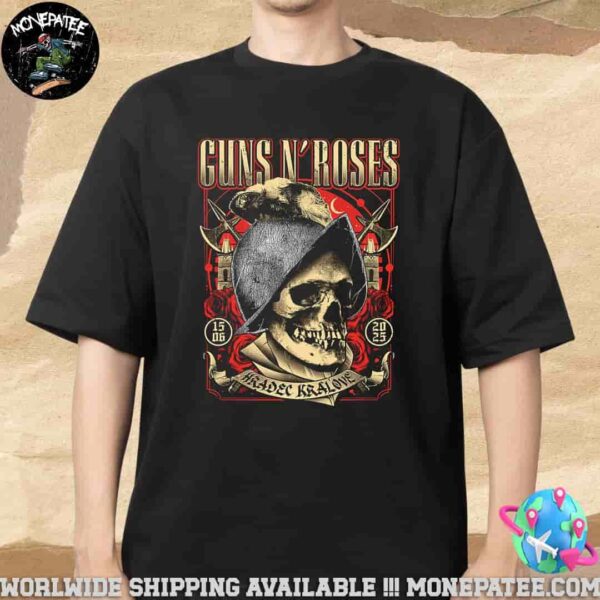 Guns N Roses Concert Poster Skull In Czech Republic On June 15 2025 At Hradec Kralove Merchandise Unsiex T-Shirt