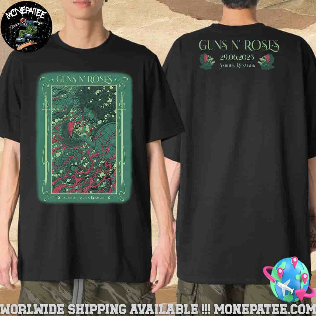 Guns N Roses Europe Tour 2025 Venue Tee In Aarhus Denmark On June 29 At Eskelunden Eternal Lure Merchandise Two Sided Unisex T-Shirt Guns N Roses Europe Tour 2025 Venue Tee In Aarhus Denmark On June 29 At Eskelunden Eternal Lure Merchandise Two Sided Unisex T-Shirt