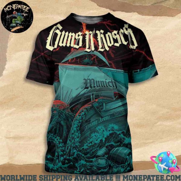 Guns N Roses Poster Concert 2025 At Allianz Arena In Munich Germany On June 20 All Over Print T-Shirt