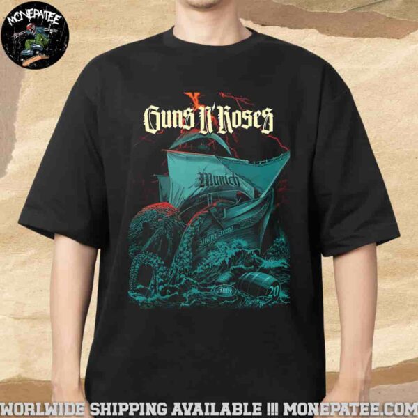Guns N Roses Poster Concert 2025 At Allianz Arena In Munich Germany On June 20 Merchandise Unisex T-Shirt