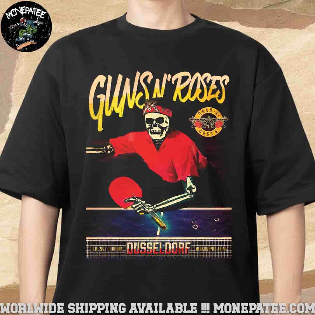 Guns N Roses Venue Poster In Dusseldorf De On June 18 2025 At Merkur Spiel-Arena Unisex T-Shirt Guns N Roses Venue Poster In Dusseldorf De On June 18 2025 At Merkur Spiel-Arena Unisex T-Shirt