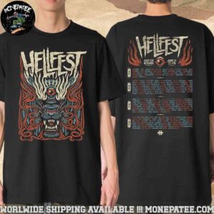 Hellfest 2025 Out Of Bounds Exclusive Tee In Clisson France On 19-22 June Savage Tiger Lineup Merchandise Two Sides T-Shirt