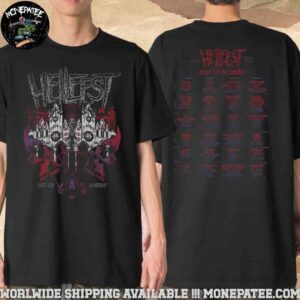 Hellfest 2025 Out Of Bounds Exclusive Tee In Clisson France On 19-22 June Skyline Lineup Merchandise Two Sides T-Shirt